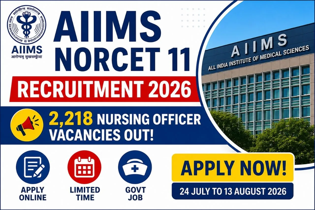 AIIMS NORCET 11 Recruitment 2026: 2218 Nursing Officer Posts | Apply Online Now
