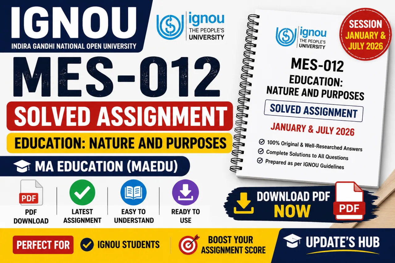 IGNOU MES-012 Solved Assignment 2026 PDF | MA Education
