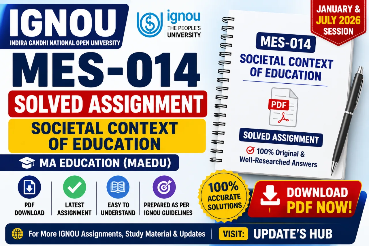 IGNOU MES-014 Solved Assignment 2026 PDF | MA Education